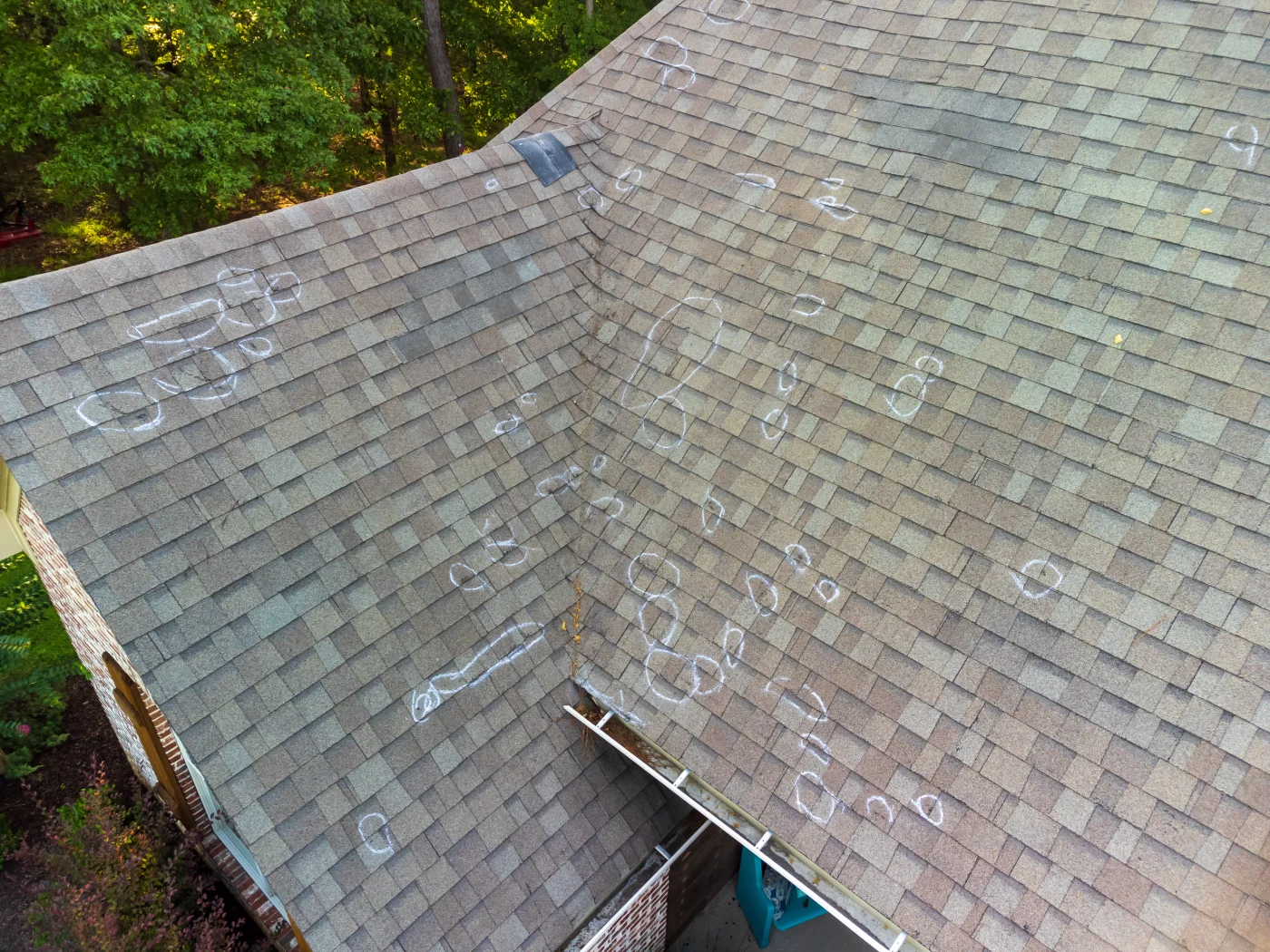 Storm Damage From Hailstorm Markings Roof Repair Freetial Roofing Austin Texas