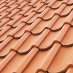 Close view of a roof clad in traditional clay S-tiles
