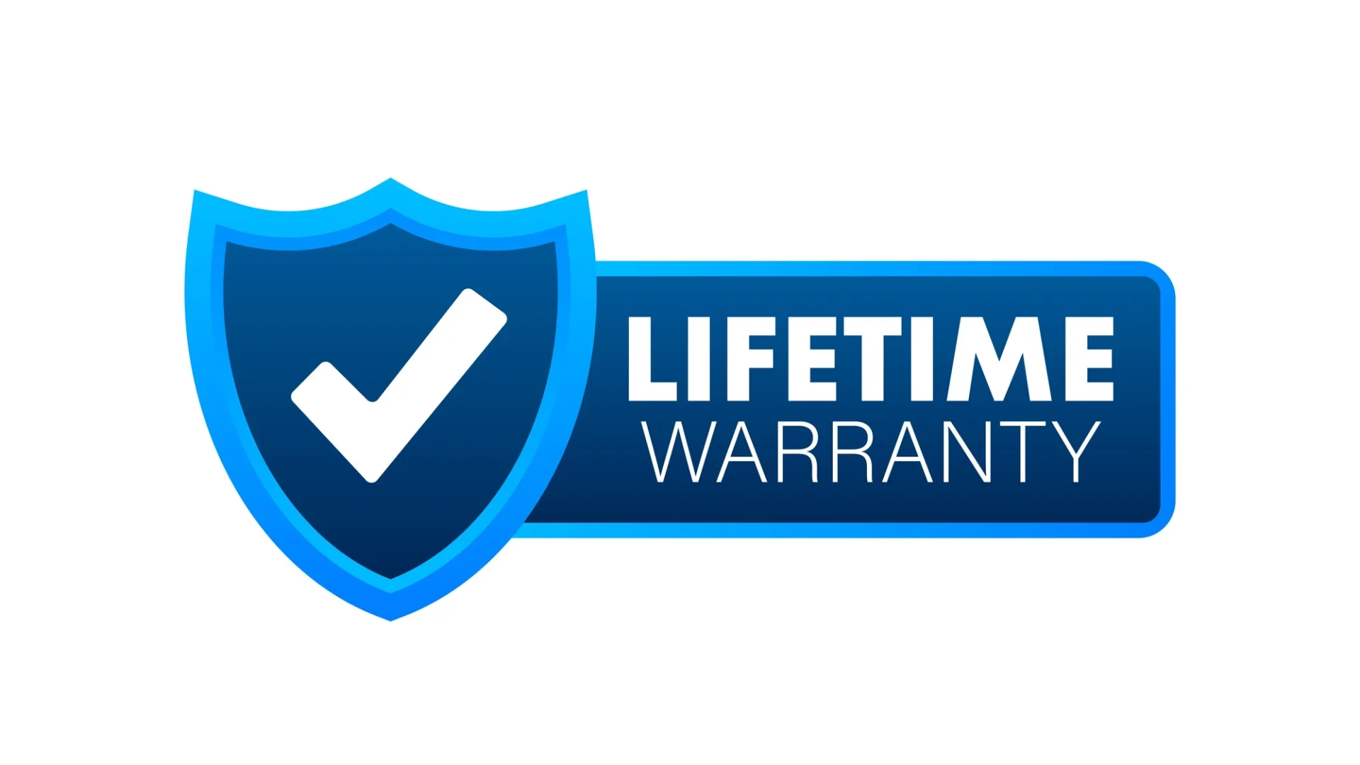 Superior Roof Replacement Warranties For Greater Austin | Freetail Roofing Blue and white Lifetime Warranty graphic with a white check symbol