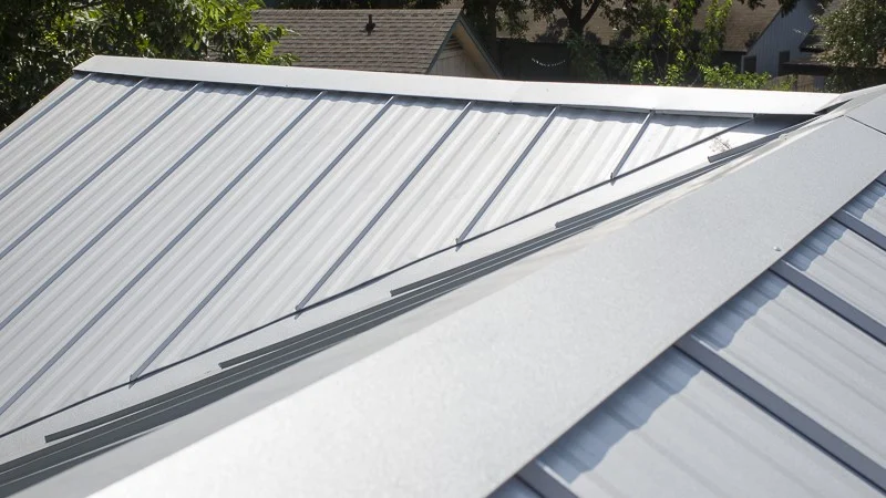 Top of newly installed standing seam metal roof